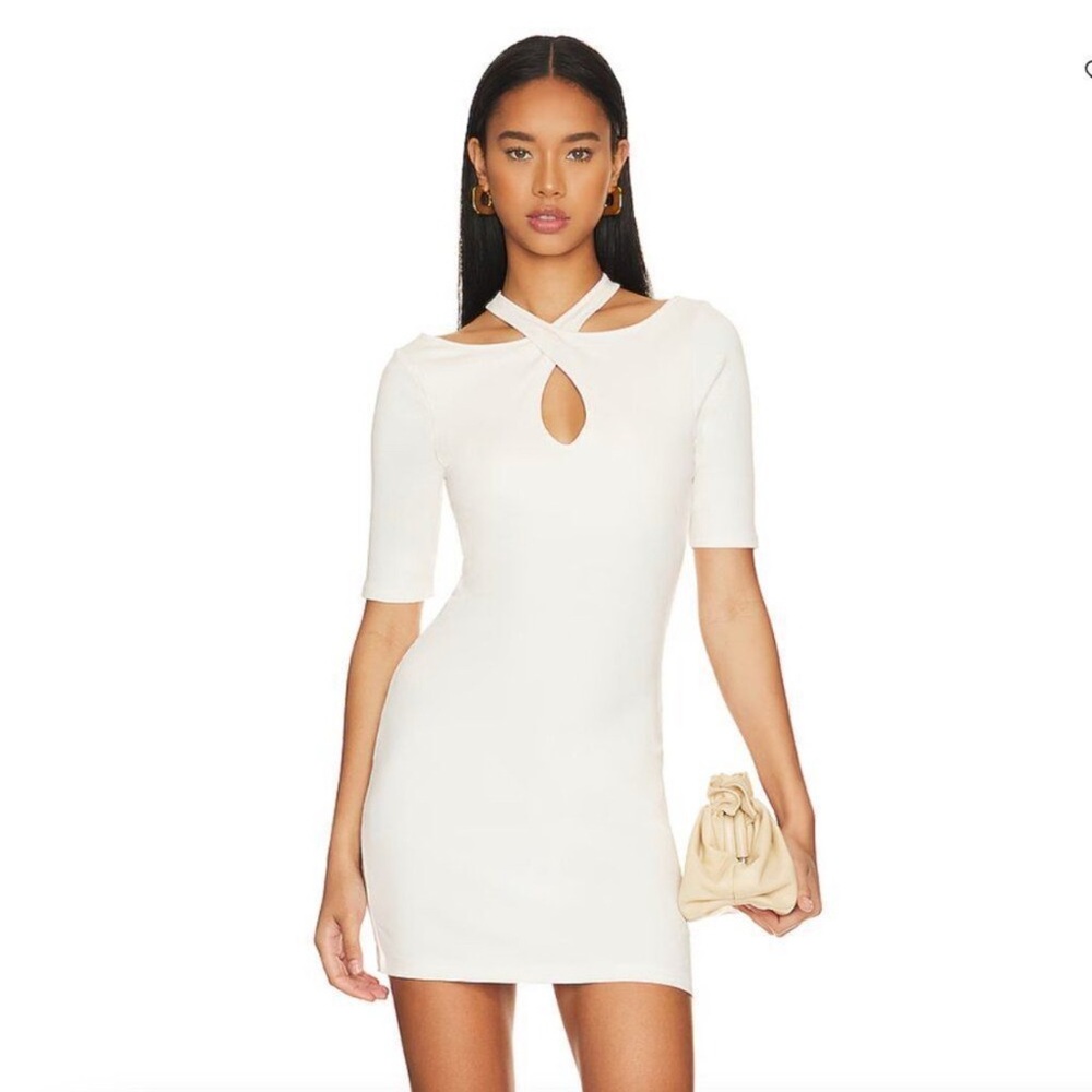 Skin Dress Indira Mini Bone White Neutral Casual 
Cocktail Keyhole